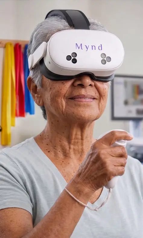 Senior living resident using Mynd Immersive VR